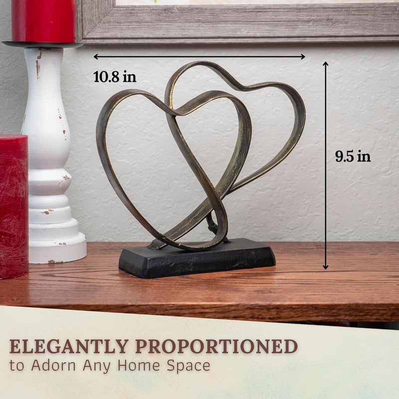 Wedding Anniversary Iron Heart Sculpture Gift Set