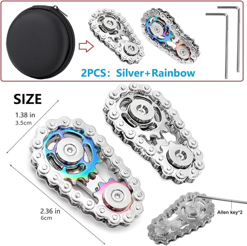 Metal Anxiety-Relief Fidget Spinners (Silver & Rainbow)
