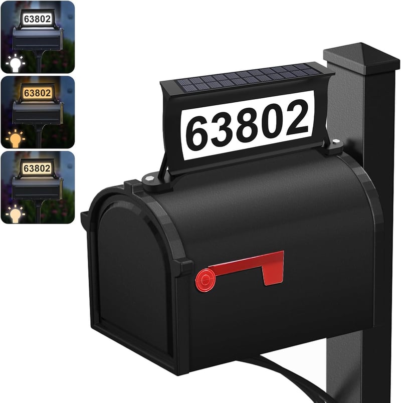 Waterproof Solar Address Sign with 3 Colors & No-Drill Option