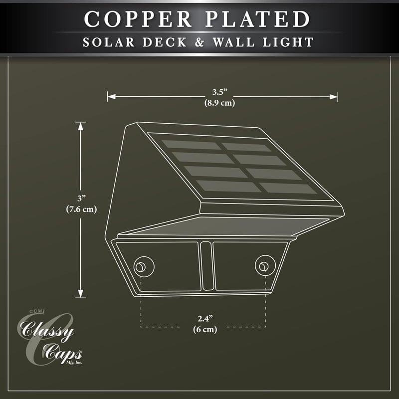 Solar Deck & Wall Lights, Copper Finish, Weather-Resistant, Outdoor