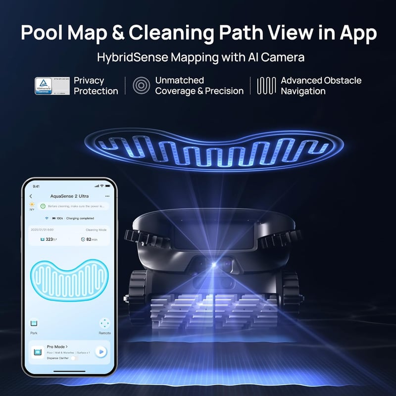 AquaSense Cordless Pool Vacuum Robot – Midnight Blue