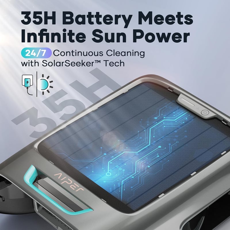 Solar Pool Skimmer with App Control, Dual Charging & Obstacle Avoidance