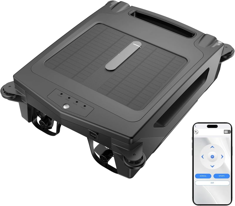 Solar Pool Cleaner with APP Control, Cordless, Self-Parking, Black