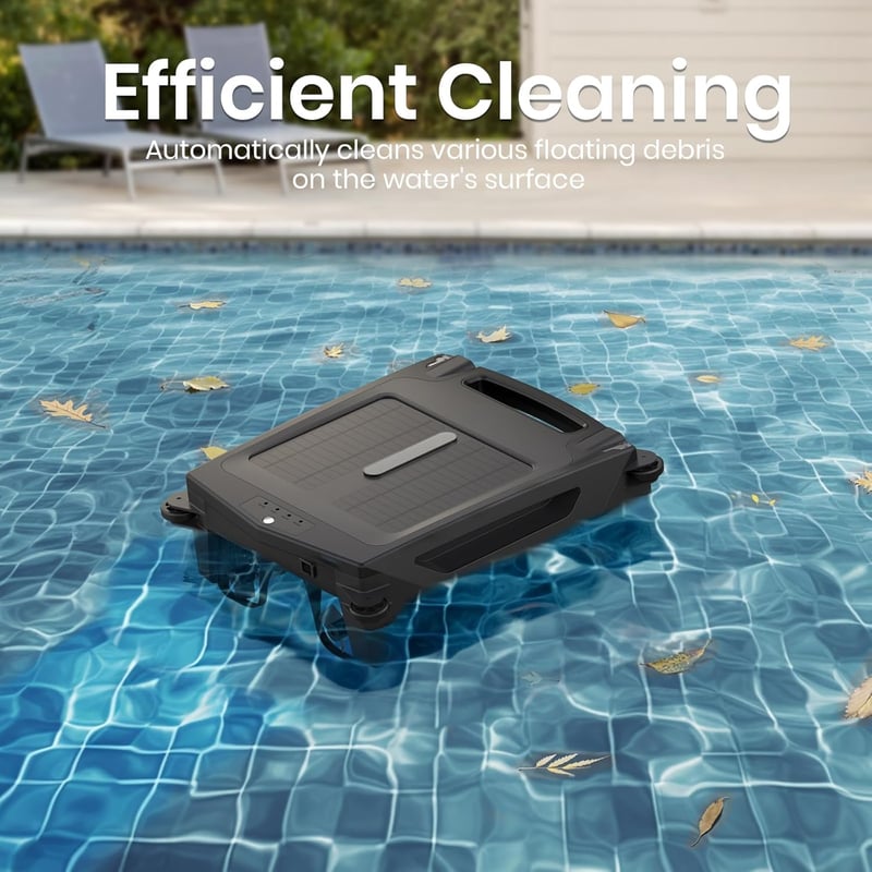 Solar Pool Cleaner with APP Control, Cordless, Self-Parking, Black