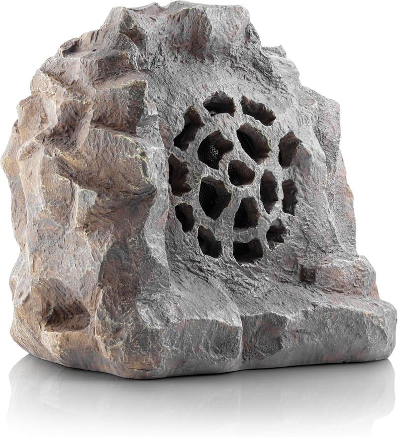 Solar-Powered Bluetooth Outdoor Rock Speaker, Weatherproof, Gray