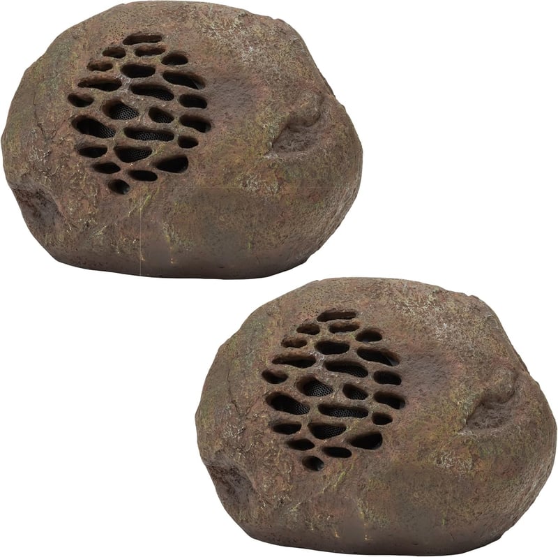Outdoor Bluetooth Solar Rock Speakers, Weather-Resistant, Pair