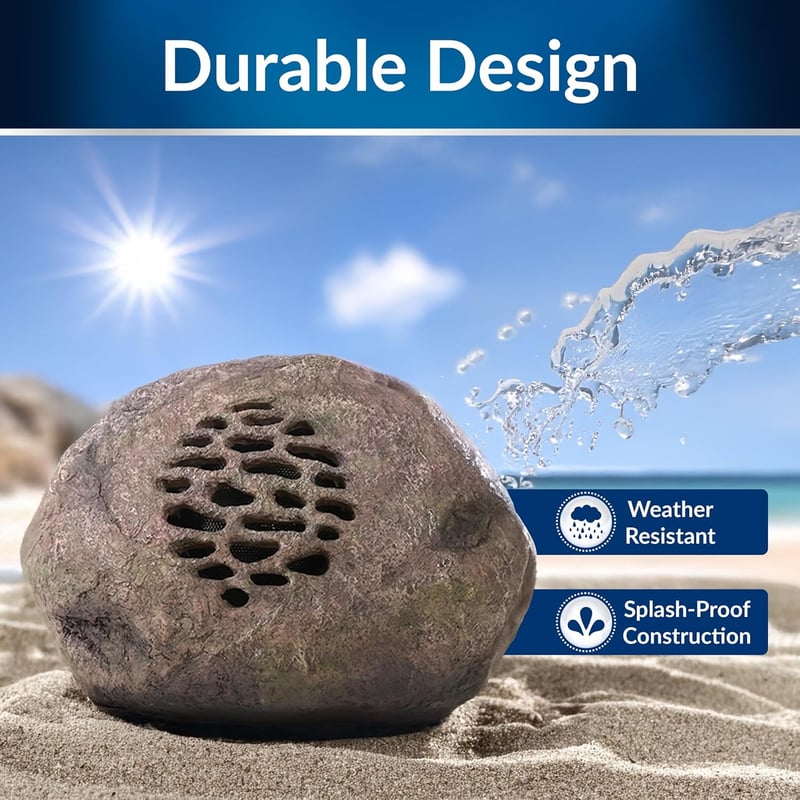 Outdoor Bluetooth Solar Rock Speakers, Weather-Resistant, Pair