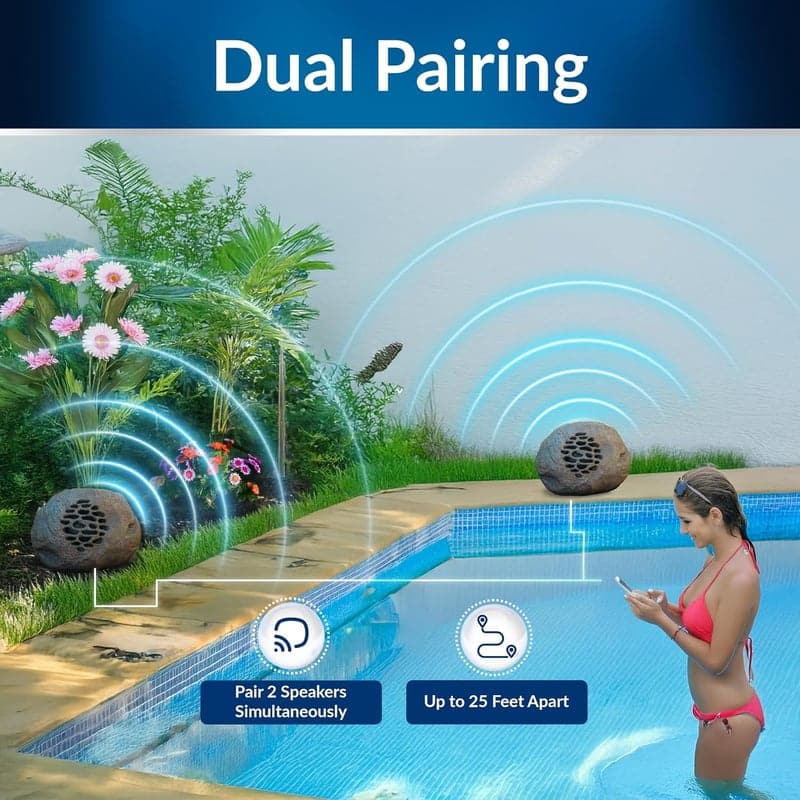 Outdoor Bluetooth Solar Rock Speaker Set - Weather-Resistant