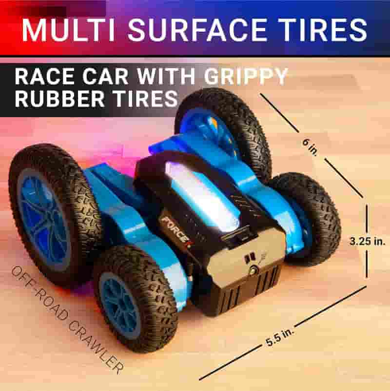 Blue LED RC Stunt Car, 4WD, 360 Flips, Kids' Fun