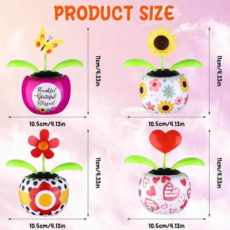 Solar Butterfly & Flower Dancing Toy for Car Dashboard
