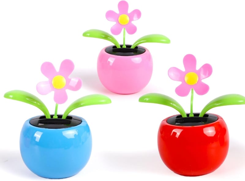 Solar-Powered Dancing Flowers Car Decor Trio