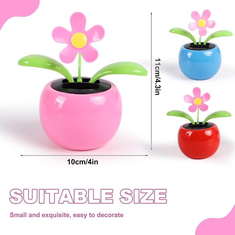 Solar-Powered Dancing Flowers Car Decor Trio