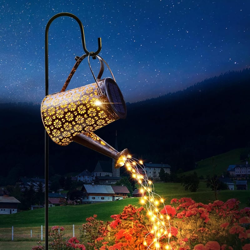 Solar Hanging Watering Can Lights - Outdoor LED Garden Decor