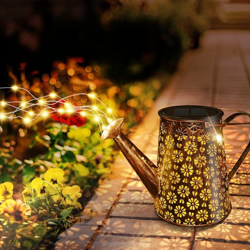 Solar Hanging Watering Can Lights - Outdoor LED Garden Decor