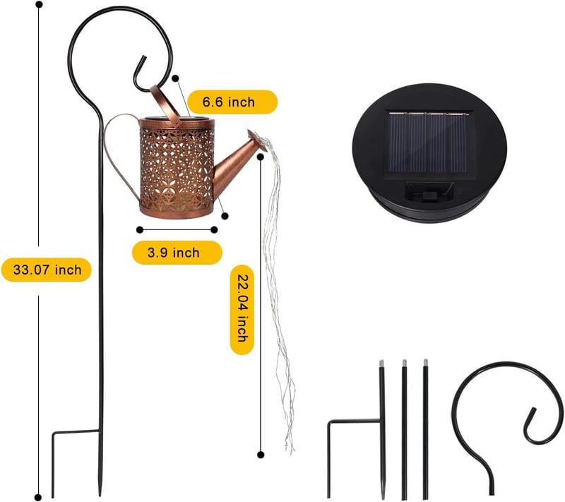 Solar Hanging Watering Can Lights, Outdoor Garden Decorations