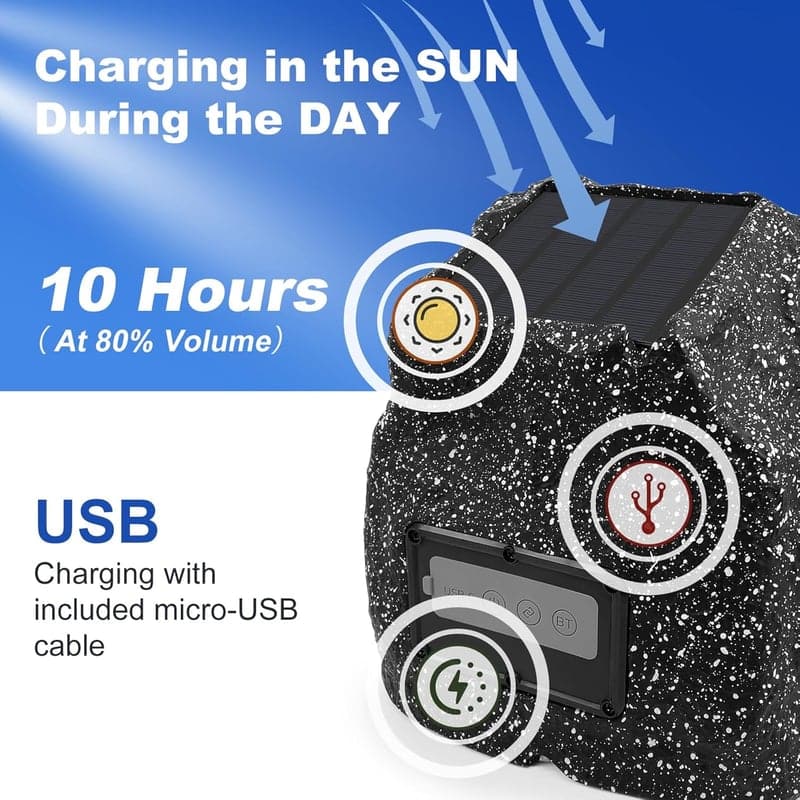Outdoor Rock Speakers, Bluetooth, Solar-Powered, Waterproof (Pair)