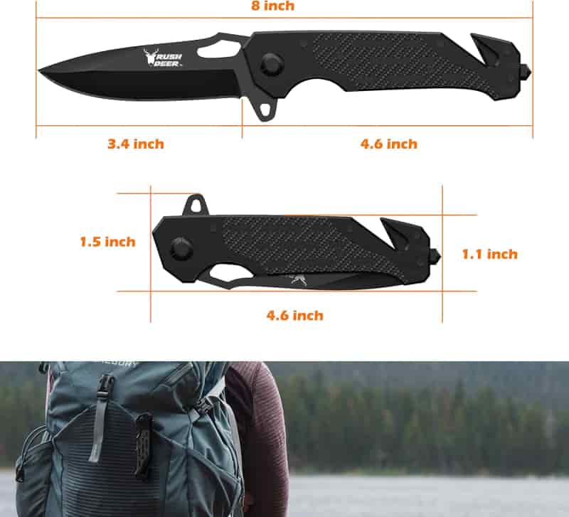 Christmas Pocket Knife with Clip and Glass Breaker