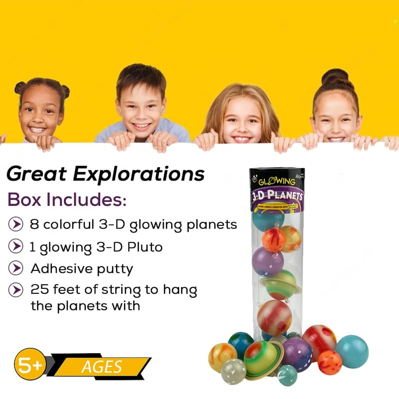 3D Glow-in-Dark Planets Set for Kids