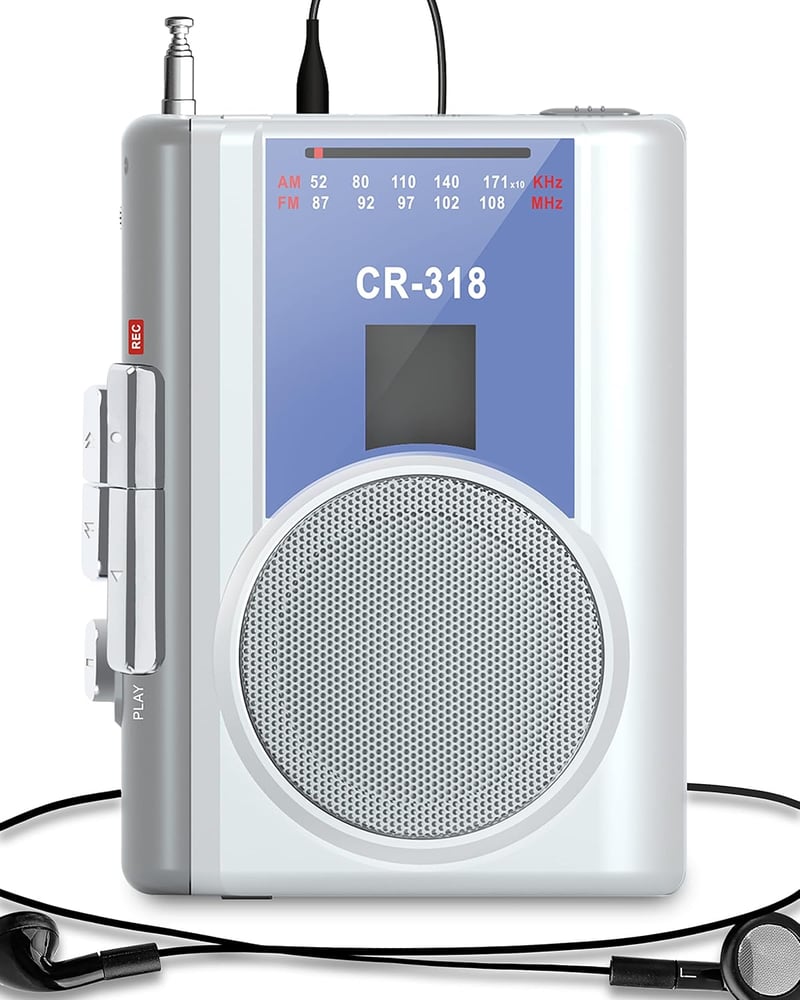 Portable Cassette Player with AM/FM, Speaker & Microphone