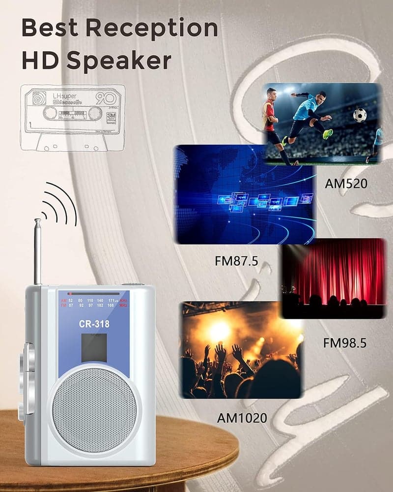 Portable Cassette Player with Speaker & Microphone