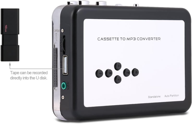 Portable Cassette Player with USB MP3 Converter (Silver)