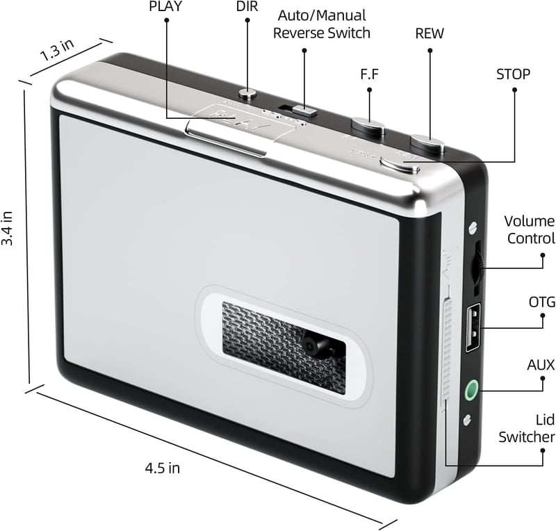 Portable Cassette Player with USB MP3 Converter (Silver)