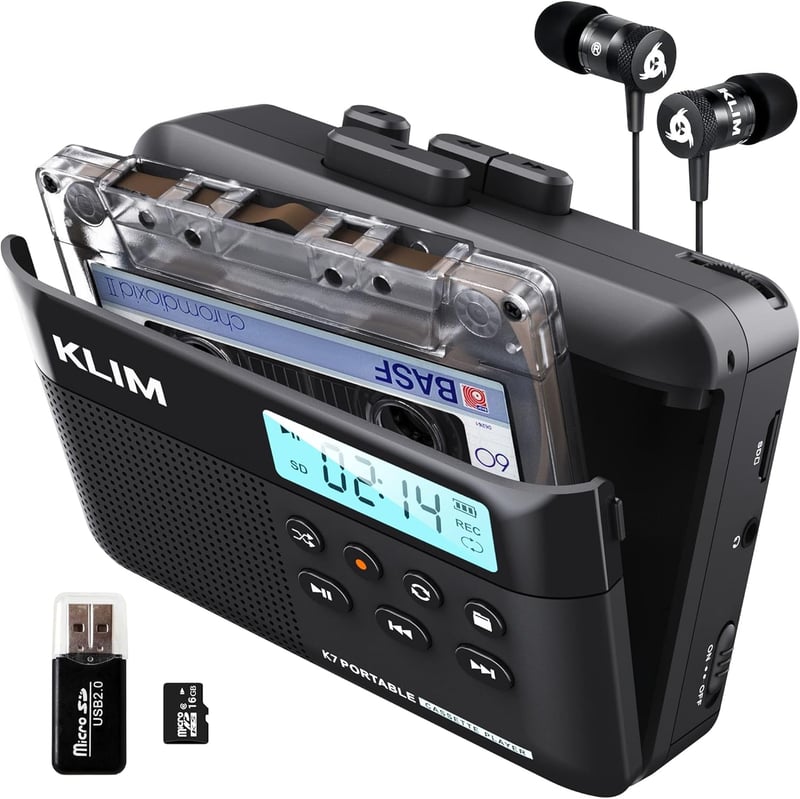 Cassette Player & MP3 Converter with Mic, Speaker, 16GB SD Card