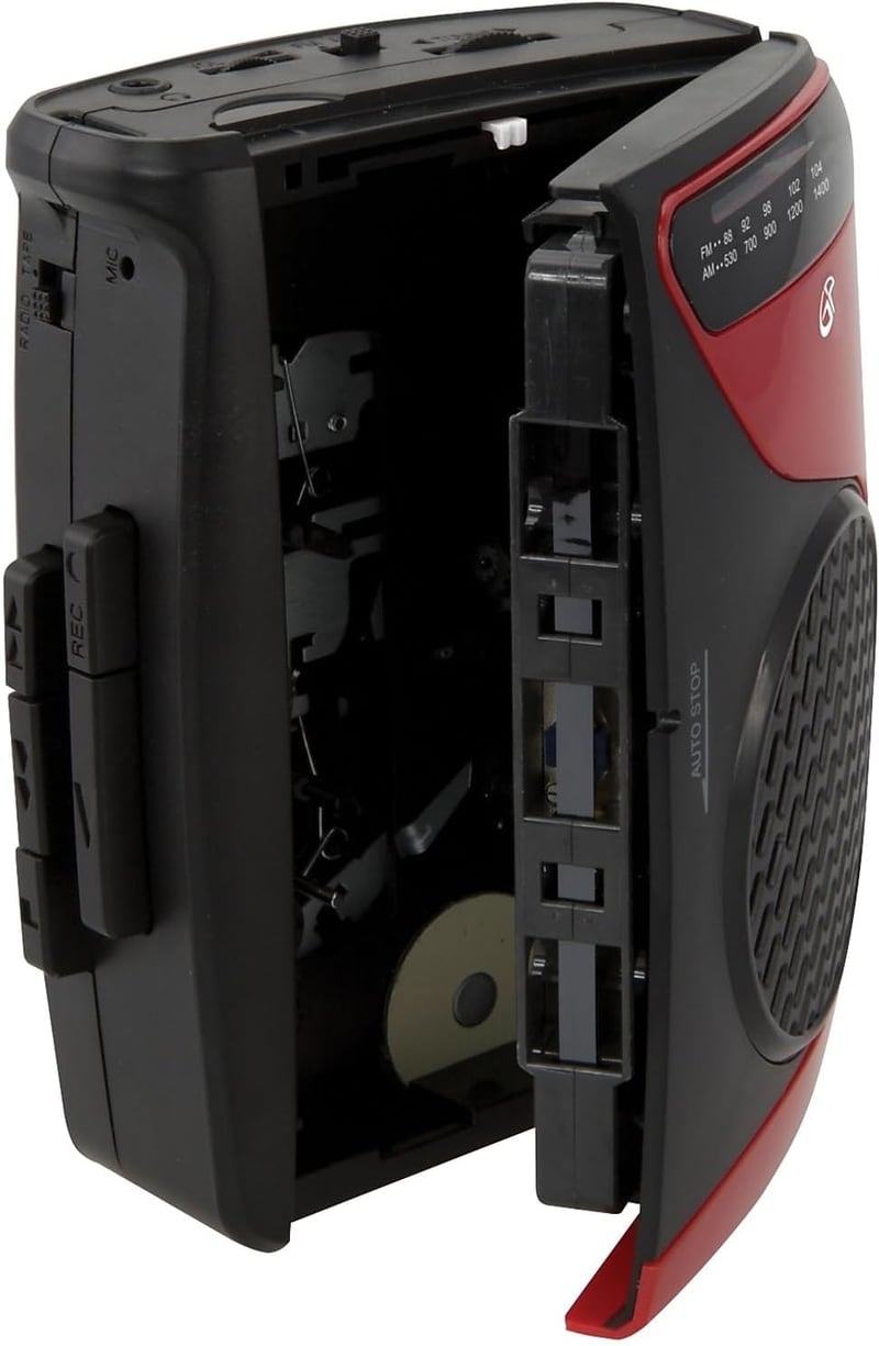 Portable Cassette Player, Red/Black, Headphone Compatible