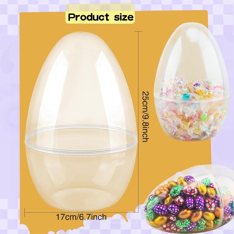 Easter Egg Hunt Large Clear Fillable Eggs, 10-Inch