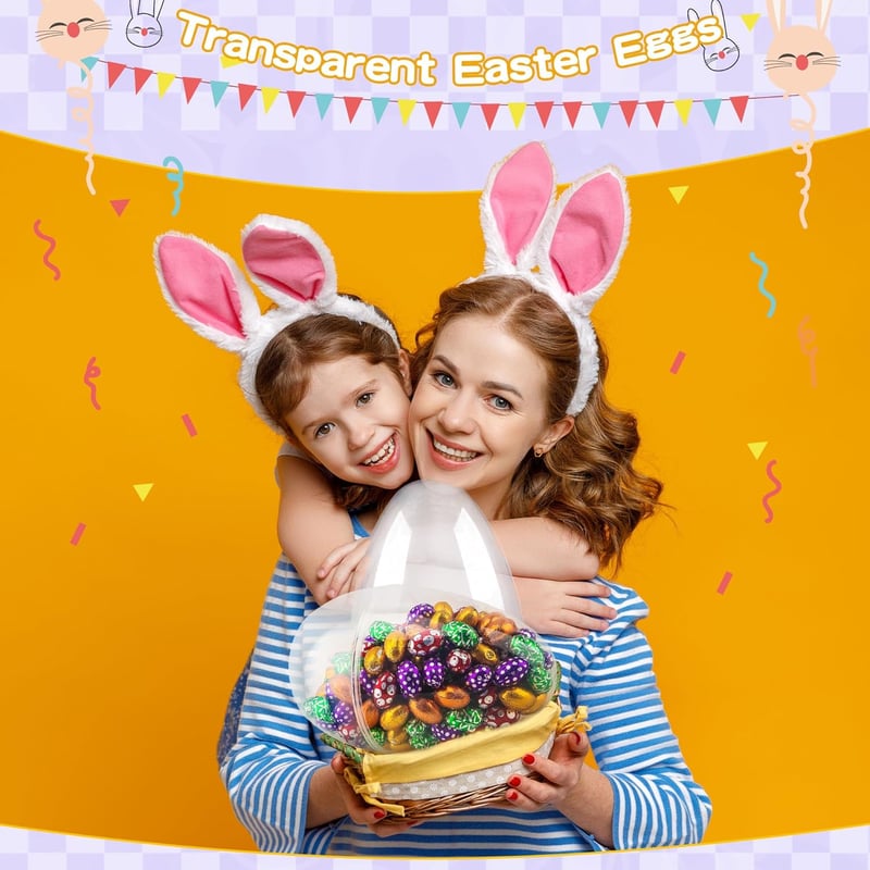 Easter Egg Hunt Large Clear Fillable Eggs, 10-Inch