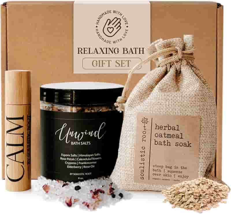 Luxury Spa Gift Set with Lavender Soak & Calm Oil Roller