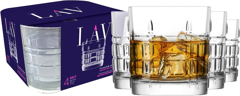 Whiskey Glass Set of 4, 11 oz, Crystal, Dishwasher Safe