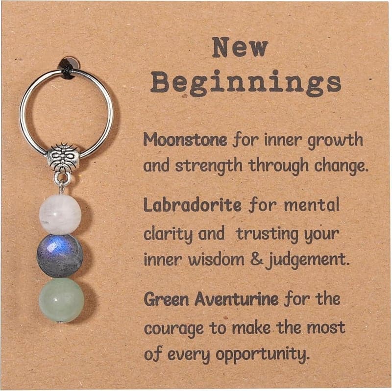 New Beginnings Healing Crystals Keychain for Anxiety Relief