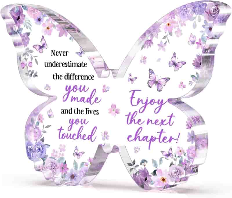 Farewell Plaque: Purple Butterfly Acrylic Decor