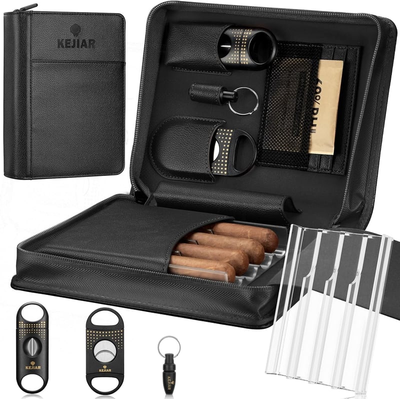 Portable Travel Cigar Humidor Set with Accessories