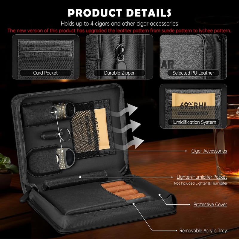 Portable Travel Cigar Humidor Set with Accessories