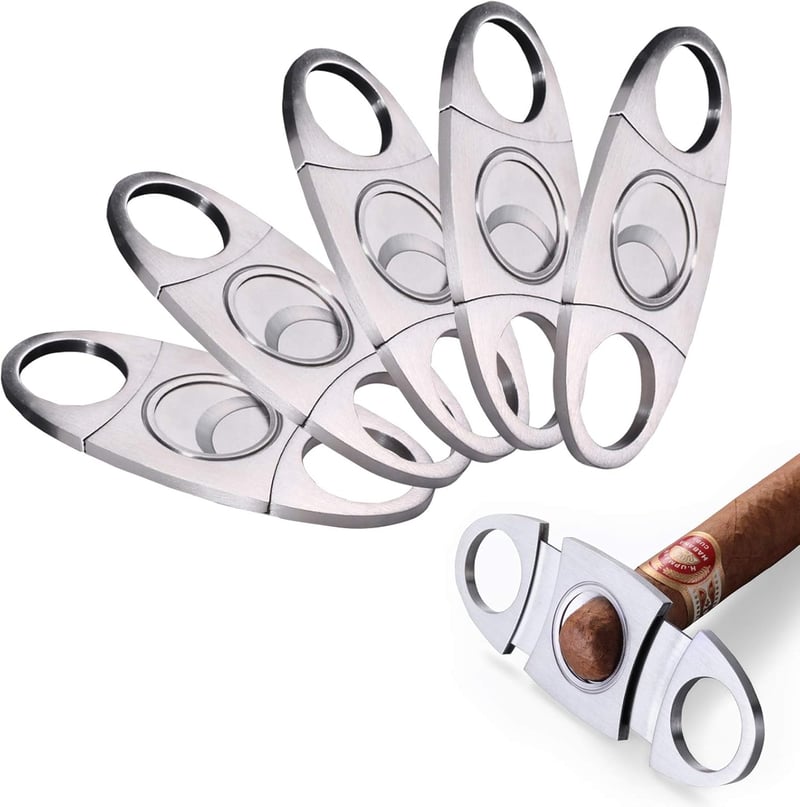 Stainless Steel Double Blade Cigar Cutter, 5-Pack
