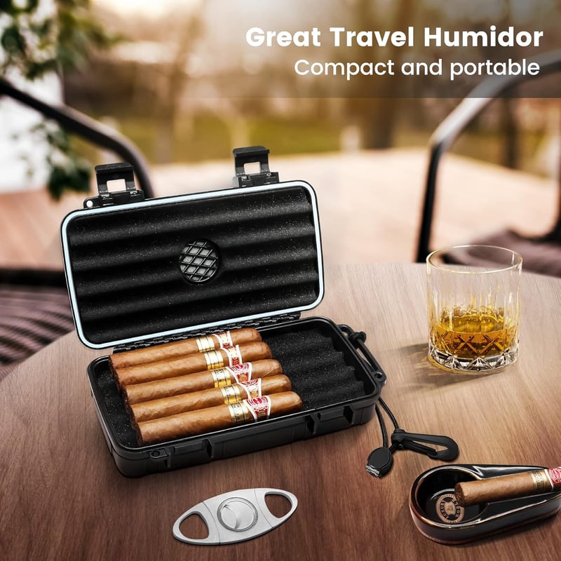 Portable Travel Cigar Humidor - Waterproof, Durable Case