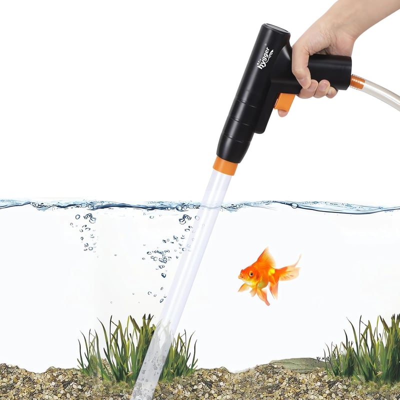 Aquarium Gravel Cleaner with Air-Pressing Button & Hose Clamp