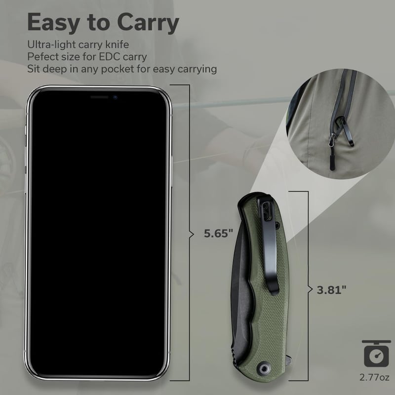 EDC Folding Knife, D2 Blade & G10 Handle