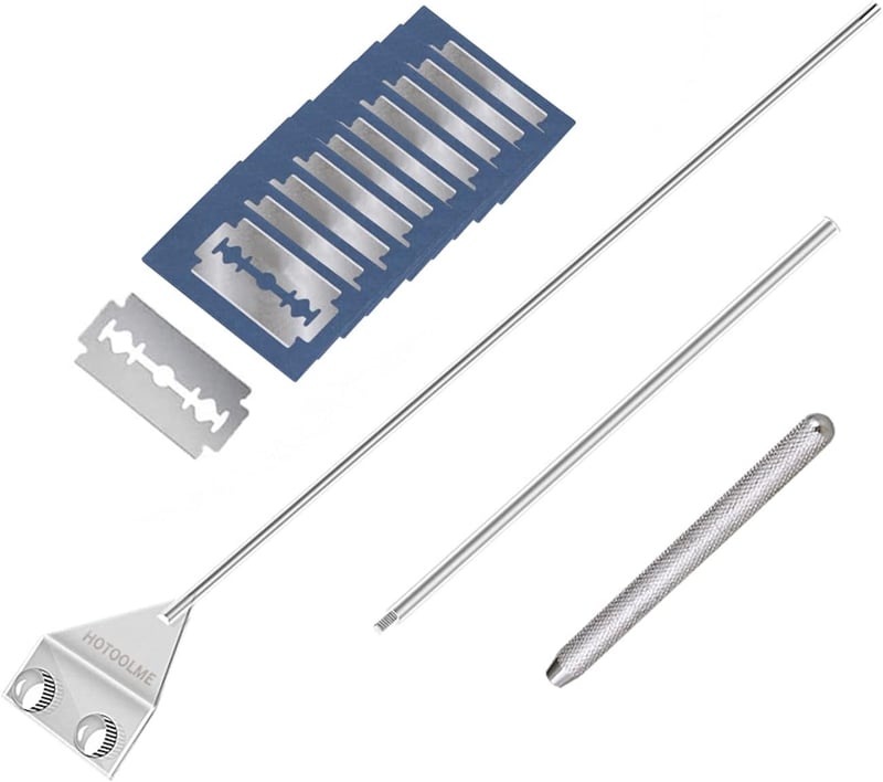 Stainless Steel Aquarium Scraper with 10 Blades, 25.6