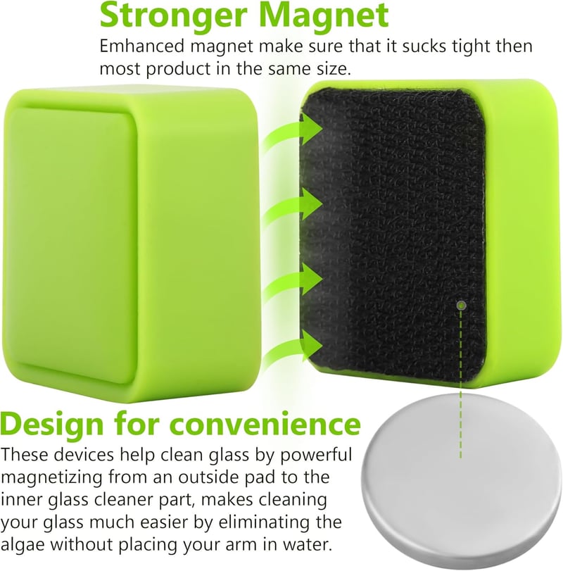 Magnetic Aquarium Glass Cleaner with Scratch-Free Scrubber