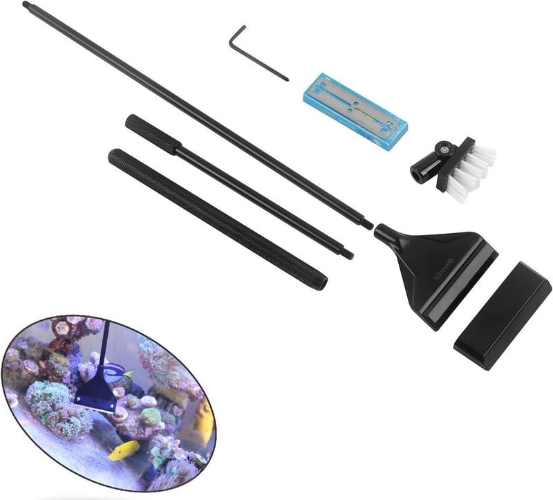 Aquarium Algae Scraper with 10 Steel Blades, 26-Inch