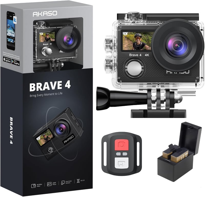 AKASO Brave 4 4K Action Camera with EIS & Accessories