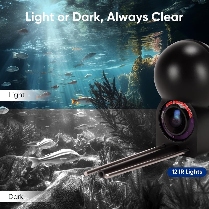 Underwater Fishing Camera with Infrared Night Vision, 65ft Cable