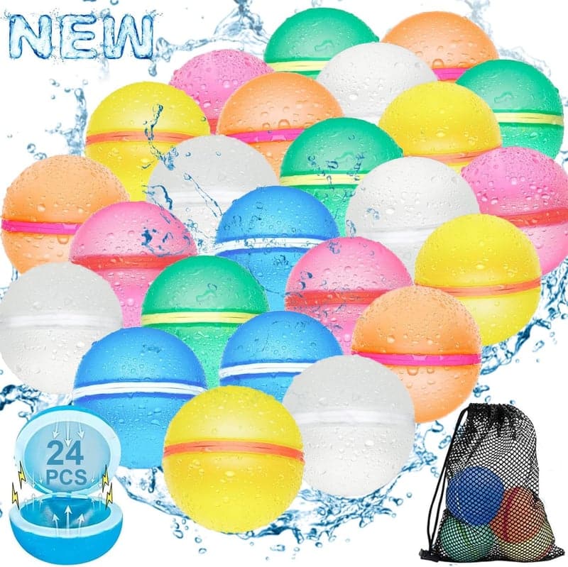 Summer Water Balloons for Kids, Refillable Silicone, 24PCS