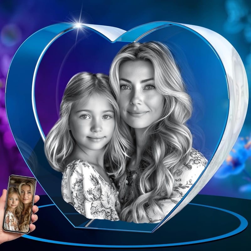 3D Crystal Photo Heart - Personalized Gift for Women