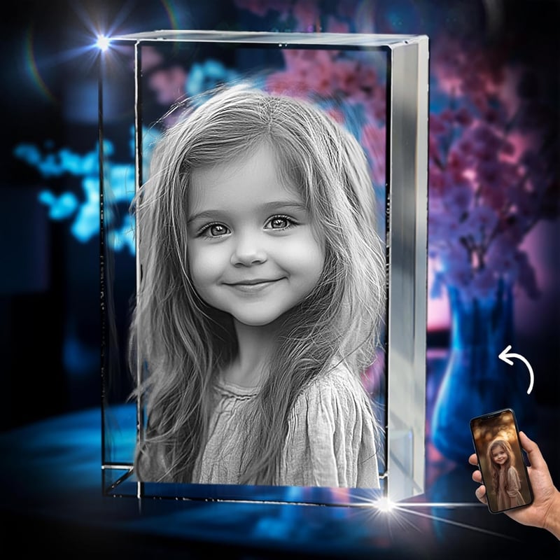 Mother's Day Crystal Photo Cube – Personalized Laser Etched Gift