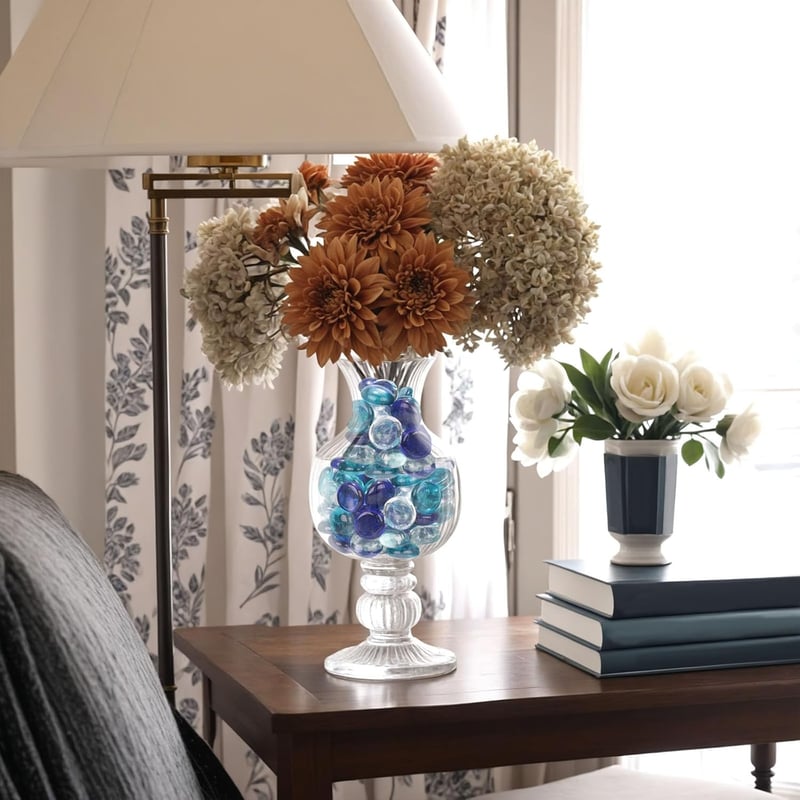 Blue Mixed Glass Gems - 5 Lb Vase Filler & Table Decor