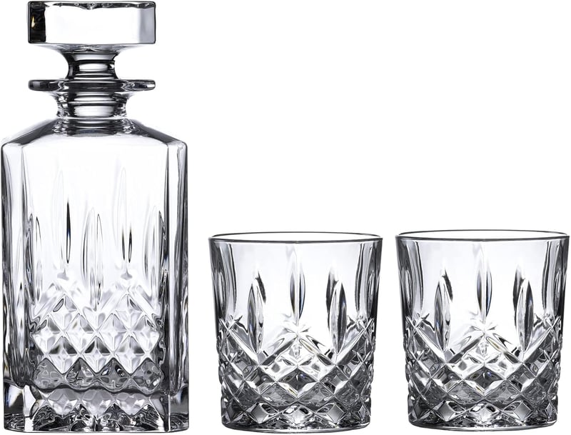 Whiskey Decanter & Glass Set, Clear Crystal, 30 oz